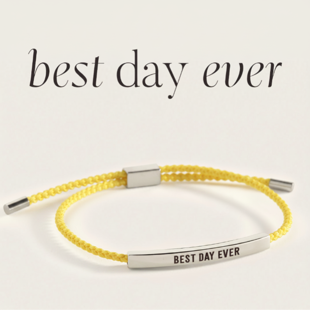 Best Day Ever Inspire Bracelet in Lemon Yellow, silver by Seeyoura