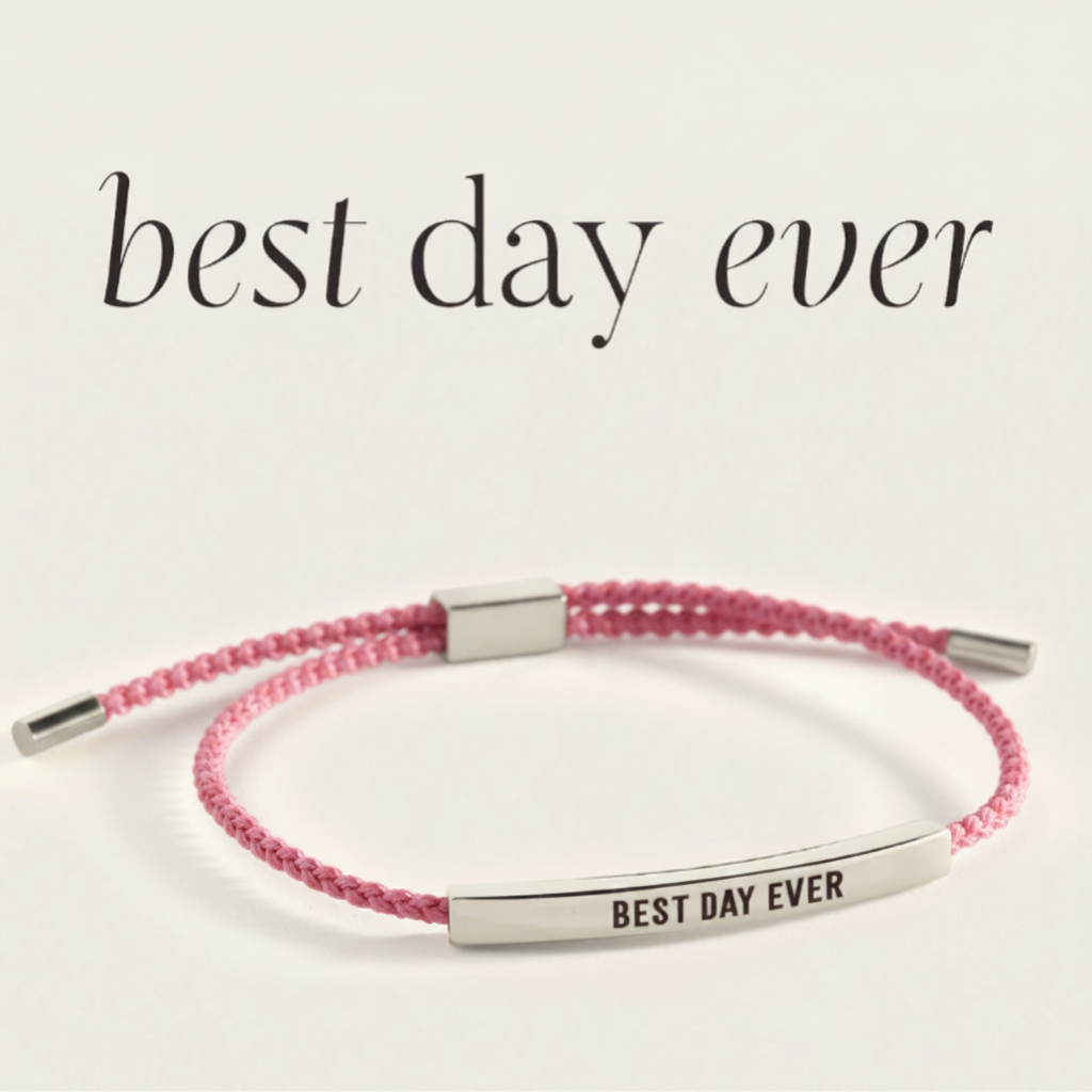 Best Day Ever Inspire Bracelet in Pink, silver by Seeyoura