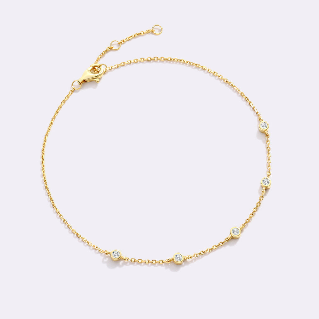 Bezel Set Diamond Bracelet in 18-k-gold-over-sterling-silver by Seeyoura