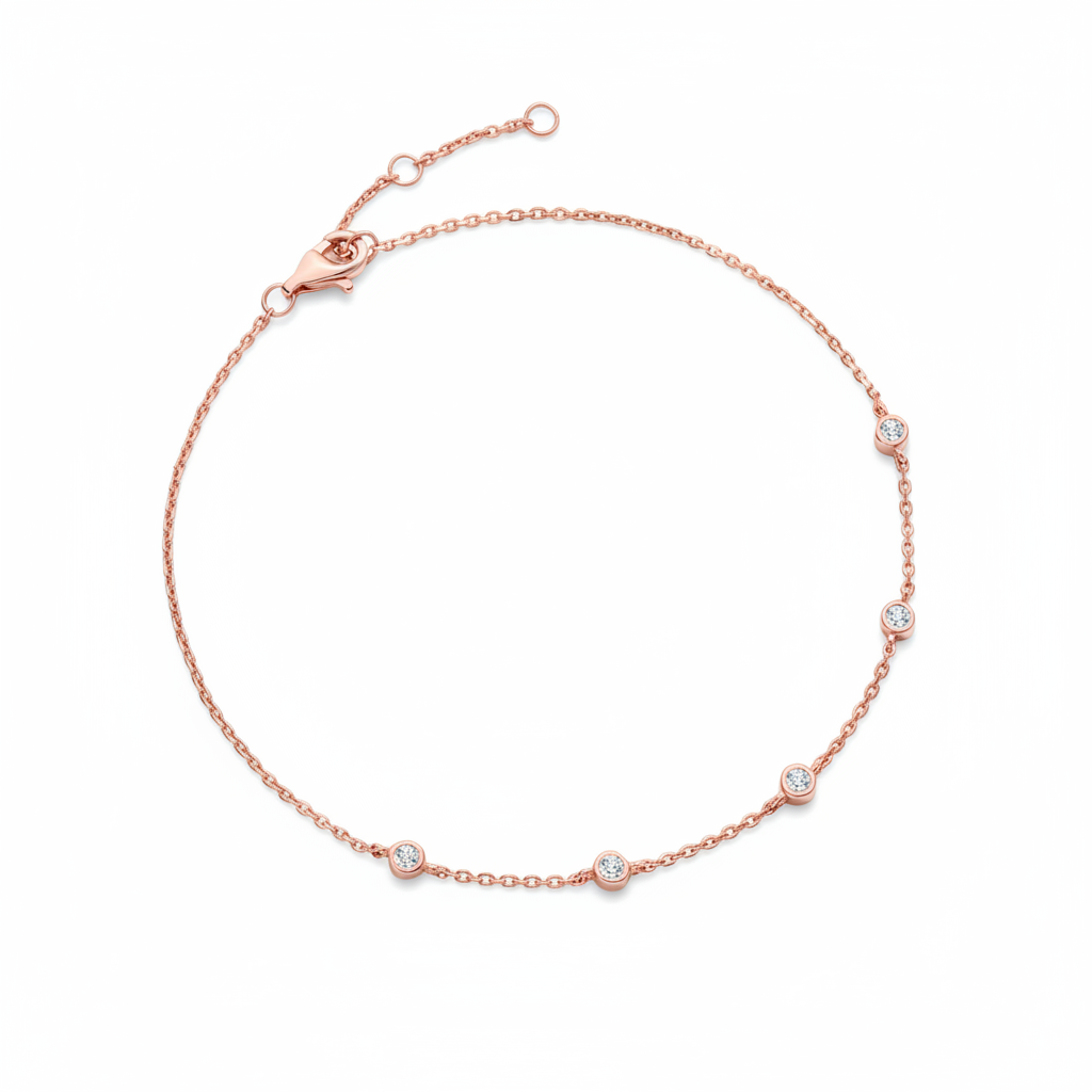 Bezel Set Diamond Bracelet in 18-k-rose-gold-over-sterling-silver by Seeyoura