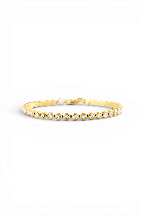 Bezel Tennis Bracelet in gold, 6.5" + 1" by Seeyoura