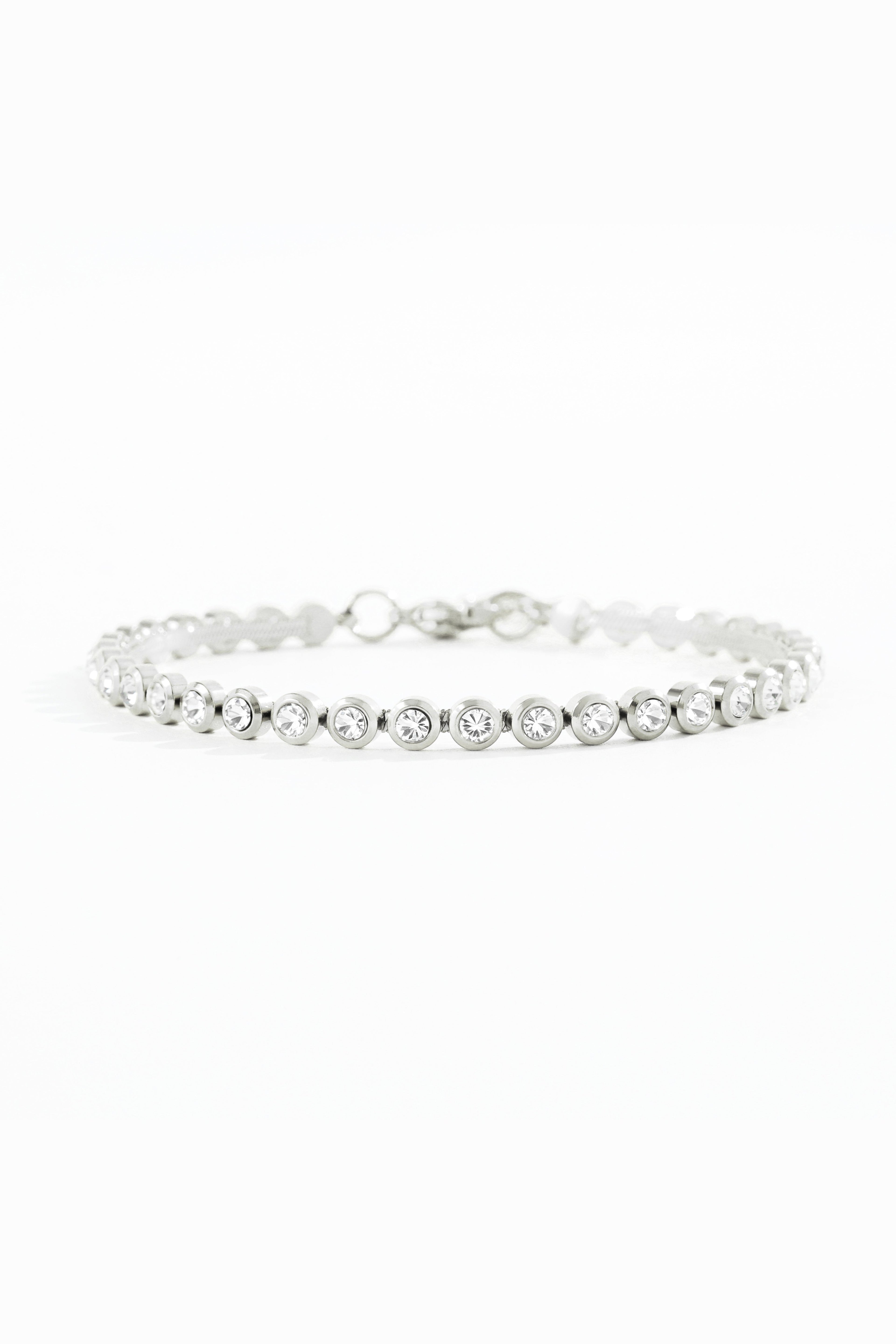 Bezel Tennis Bracelet in silver, 6.5" + 1" by Seeyoura