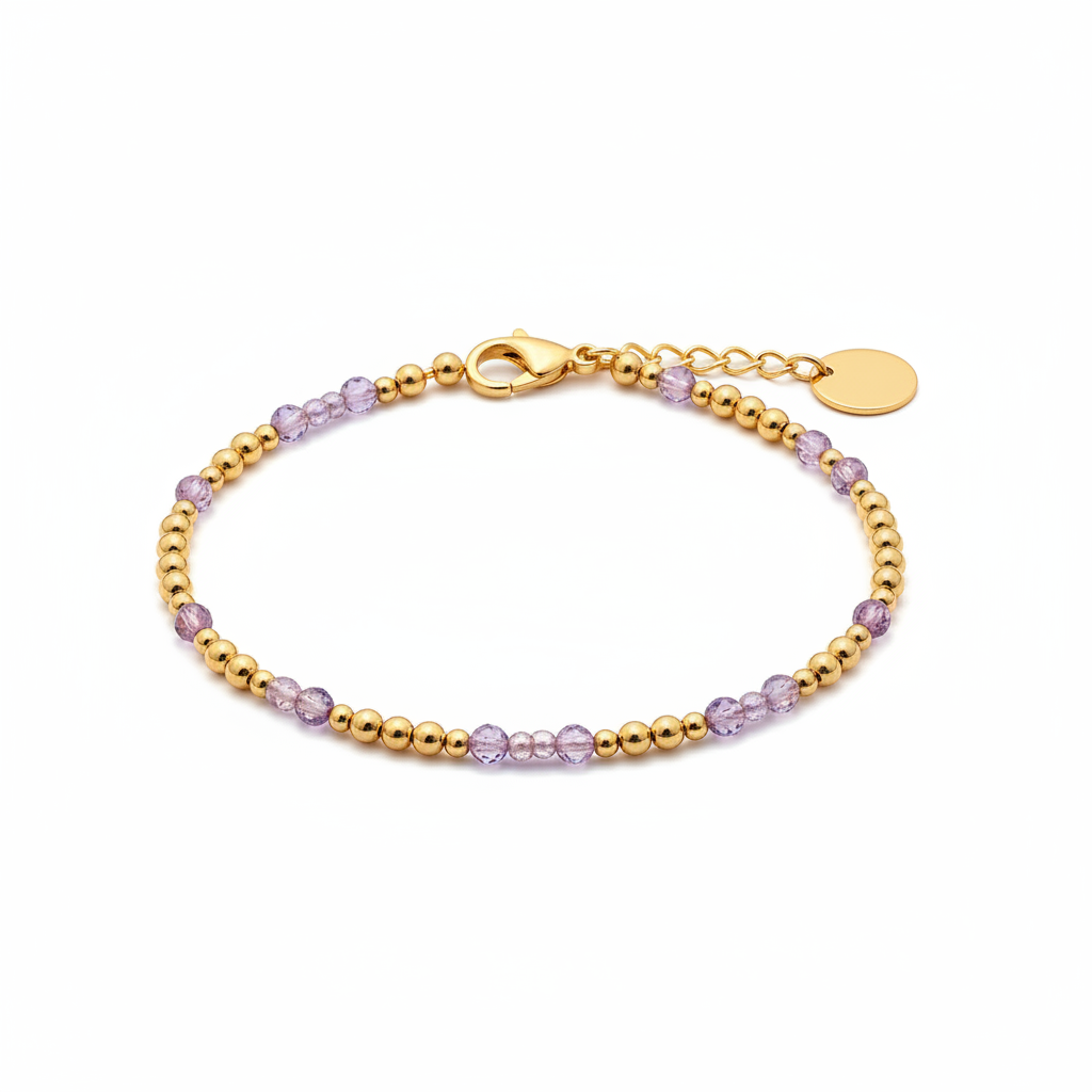 Birthstone and Gold Bead Bracelet in alexandrite-june by Seeyoura