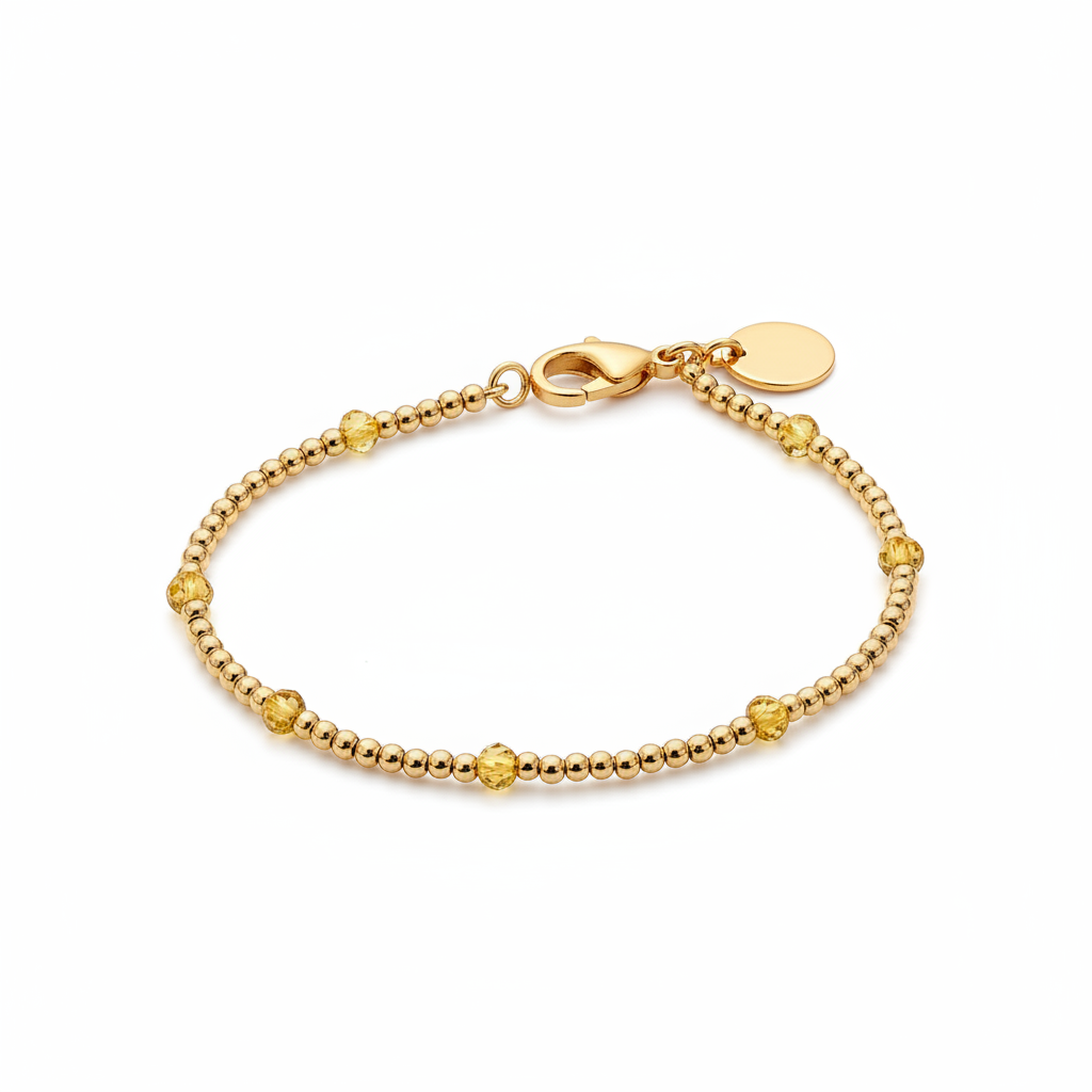 Birthstone and Gold Bead Bracelet in november-citrine by Seeyoura