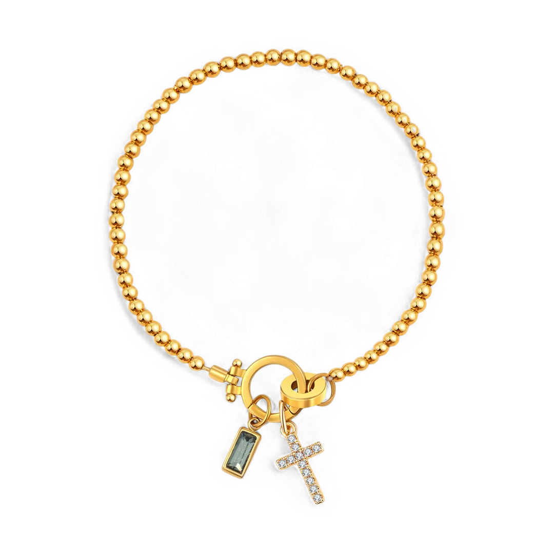 Cross Charm Birthstone Bracelet in alexandrite-june by Seeyoura