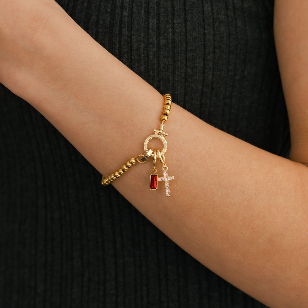 Cross Charm Birthstone Bracelet by Seeyoura