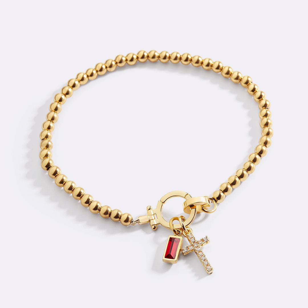 Cross Charm Birthstone Bracelet by Seeyoura