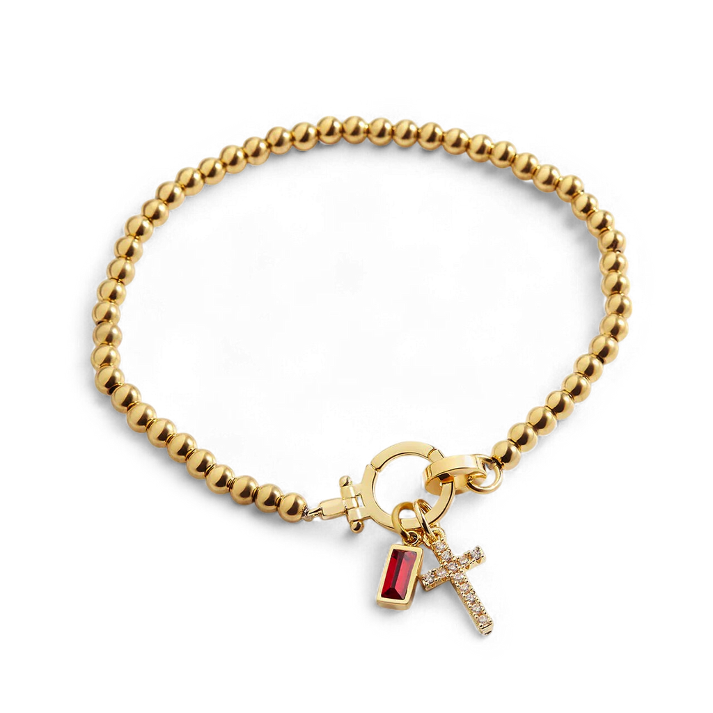 Cross Charm Birthstone Bracelet by Seeyoura