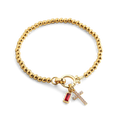 Cross Charm Birthstone Bracelet in january-garnet by Seeyoura