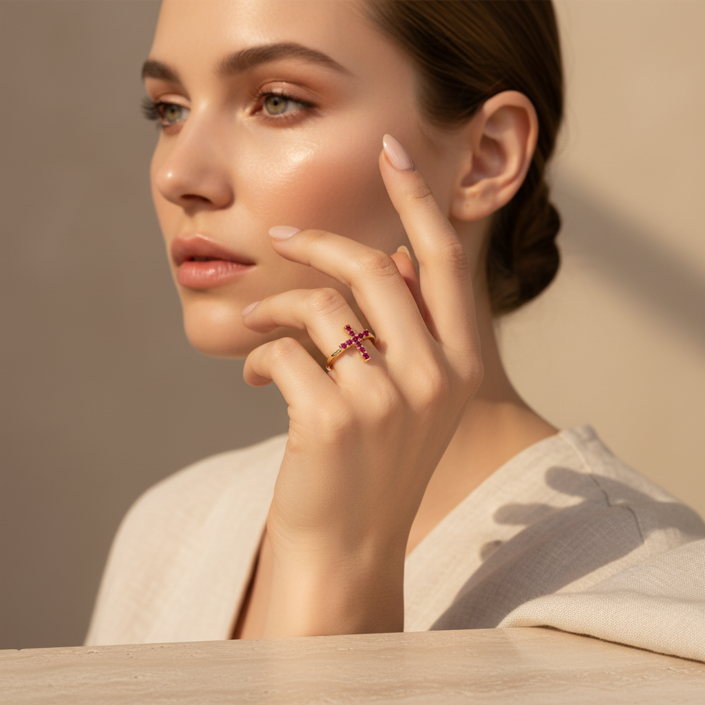 Birthstone Cross Ring by Seeyoura