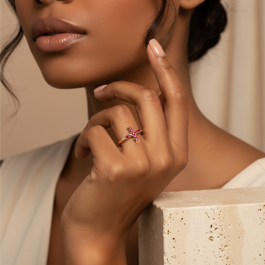 Birthstone Cross Ring by Seeyoura