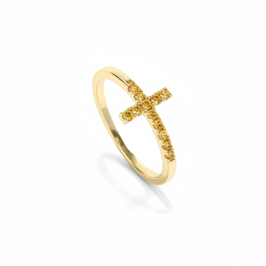 Birthstone Cross Ring in november-citrine by Seeyoura