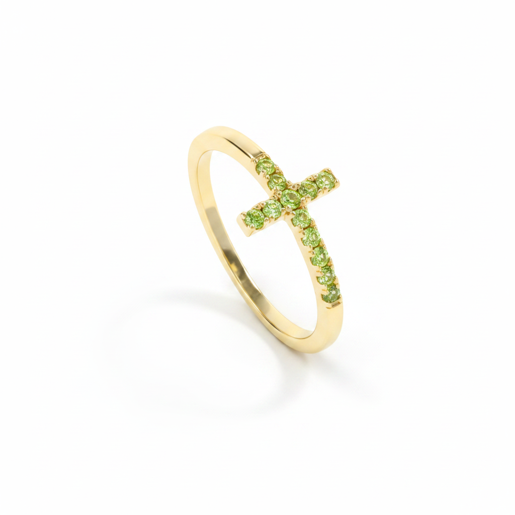 Birthstone Cross Ring in peridot-august by Seeyoura