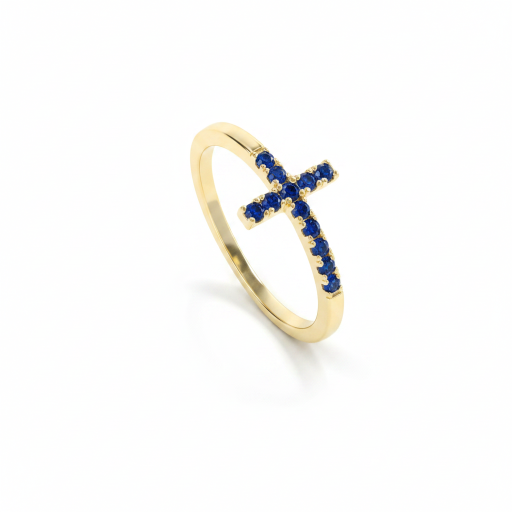 Birthstone Cross Ring in sapphire-september by Seeyoura
