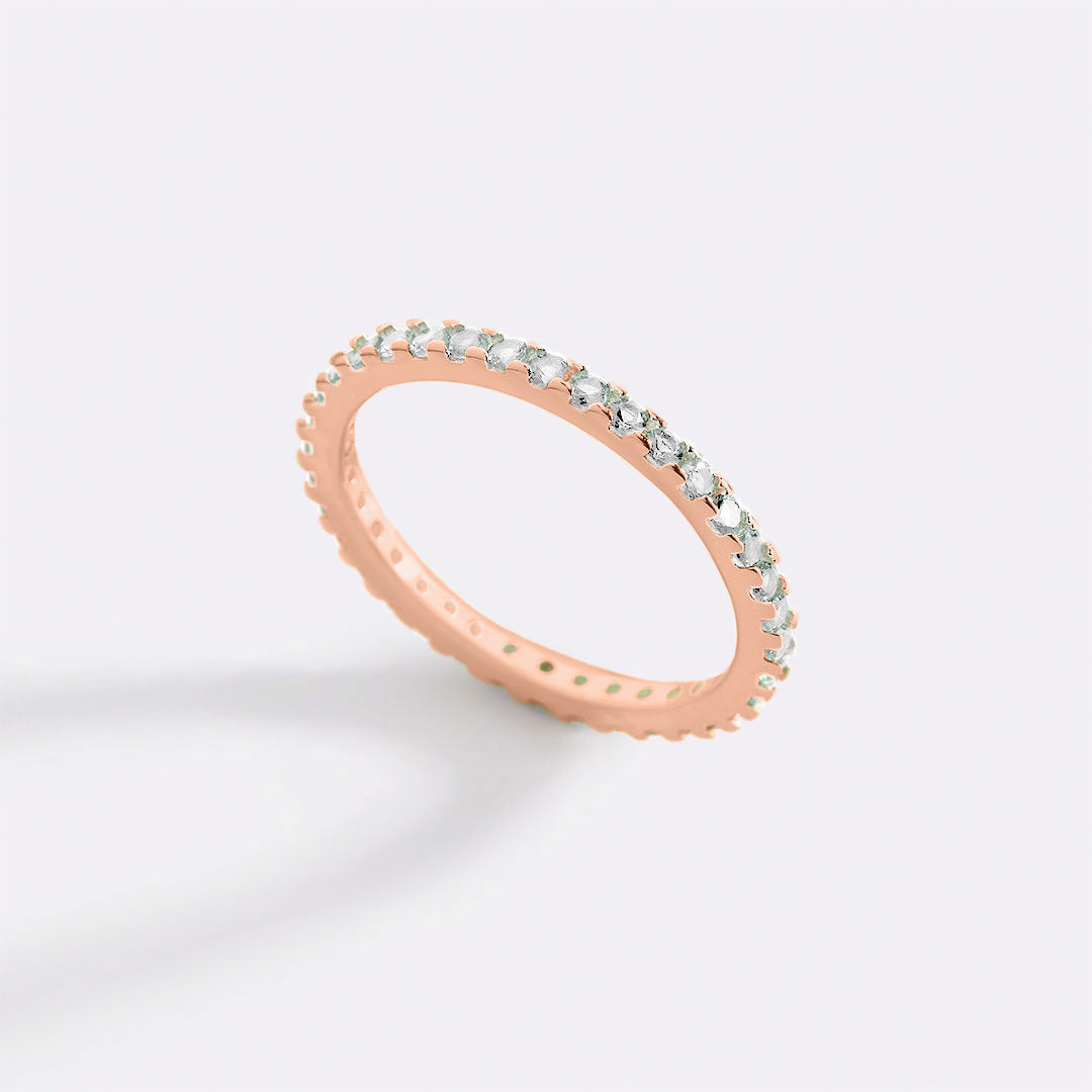 April Birthstone Eternity Stacking Ring in rose-gold by Seeyoura