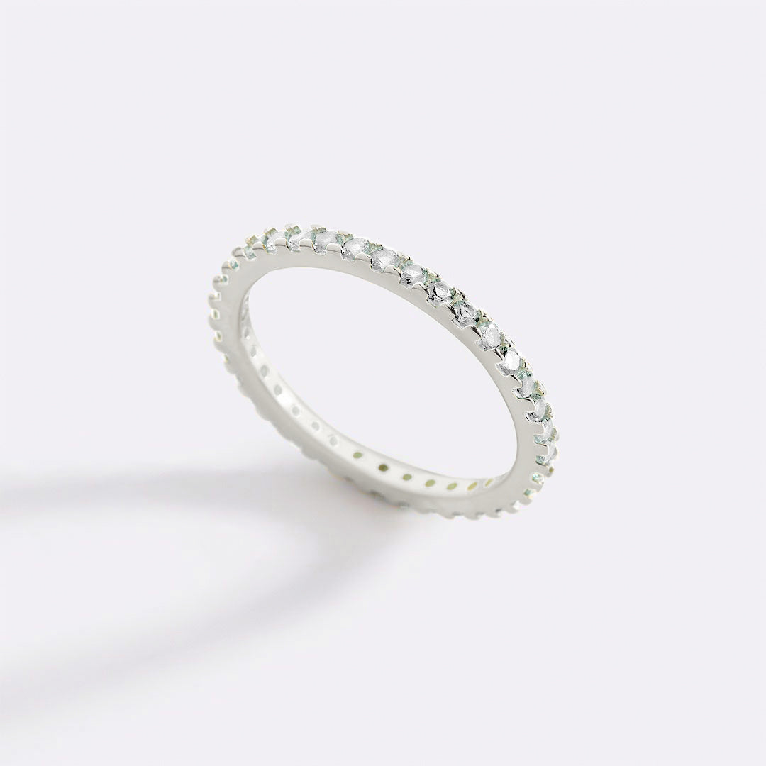 April Birthstone Eternity Stacking Ring in silver by Seeyoura
