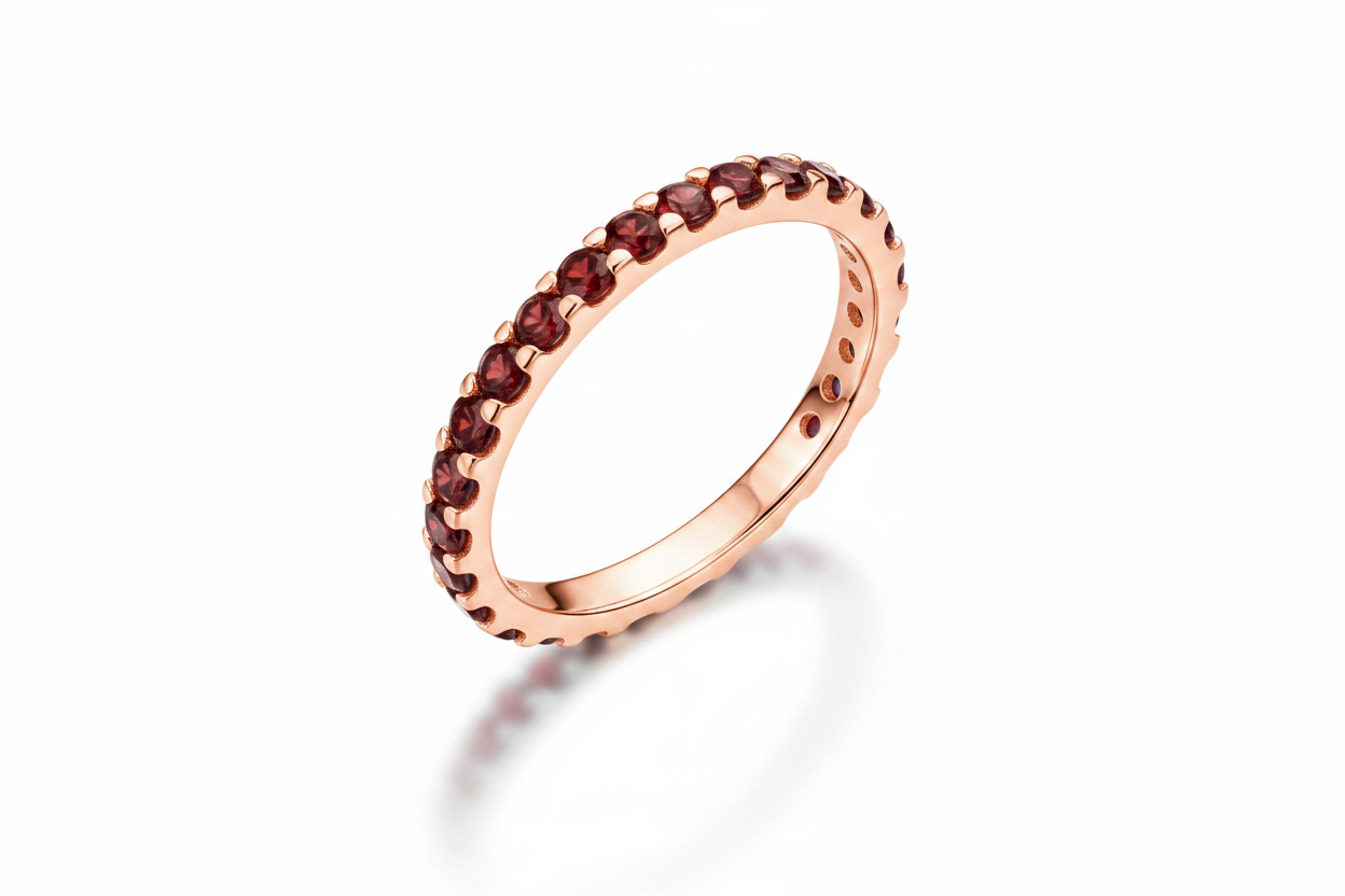 January Birthstone Eternity Stacking Ring in 18-k-rose-gold-over-sterling-silver by Seeyoura