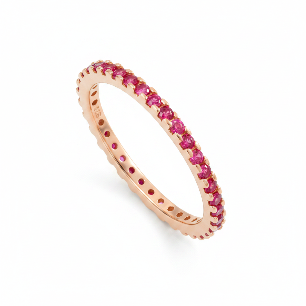 July Birthstone Eternity Stacking Ring in 18-k-rose-gold-over-sterling-silver by Seeyoura
