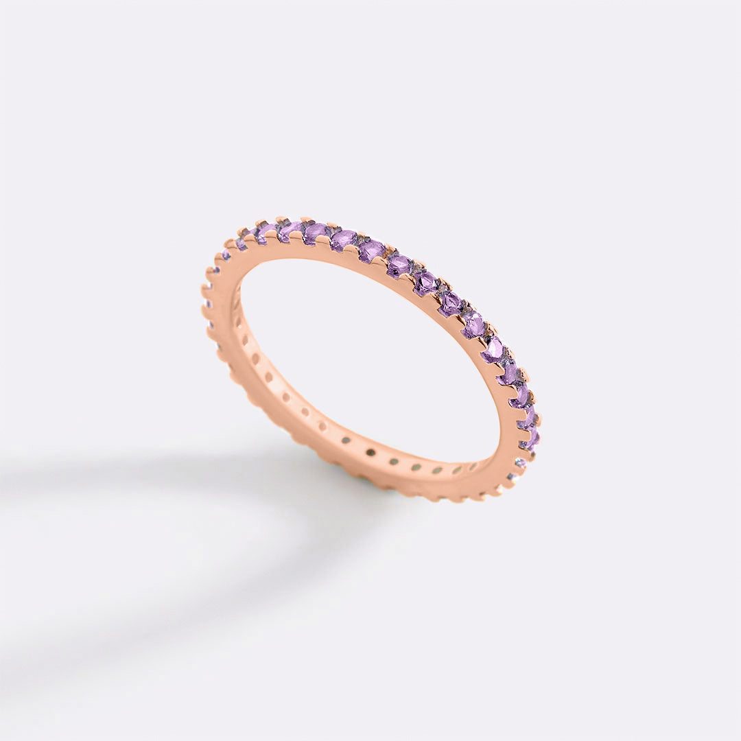June Birthstone Eternity Stacking Ring in 18-k-rose-gold-over-sterling-silver by Seeyoura