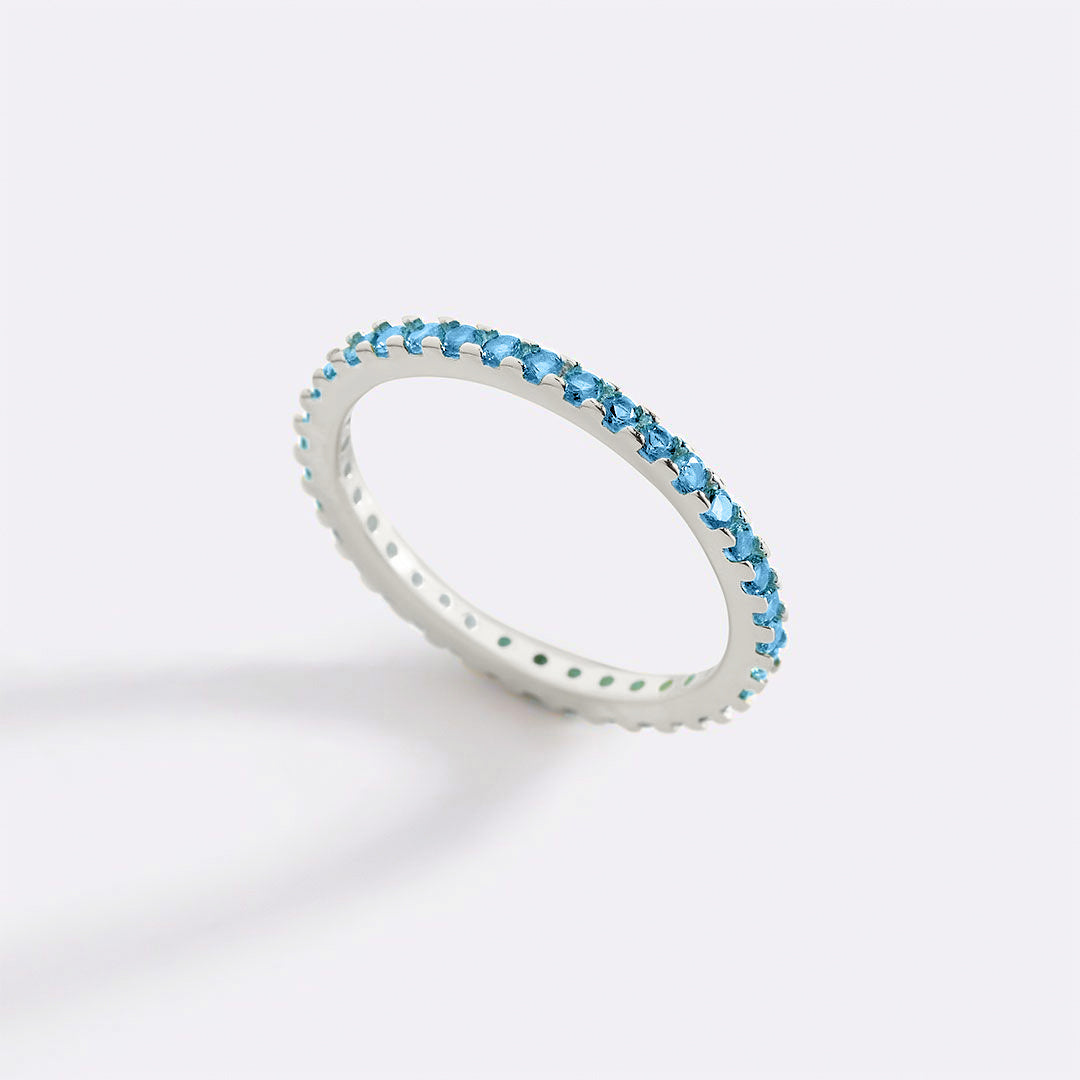 March Birthstone Eternity Stacking Ring in 925-sterling-silver by Seeyoura