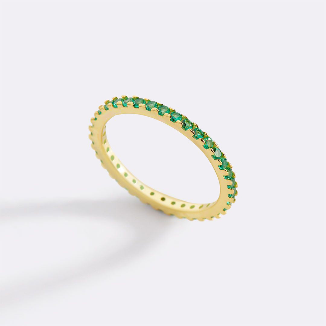 May Birthstone Eternity Stacking Ring in 18-k-gold-over-sterling-silver by Seeyoura