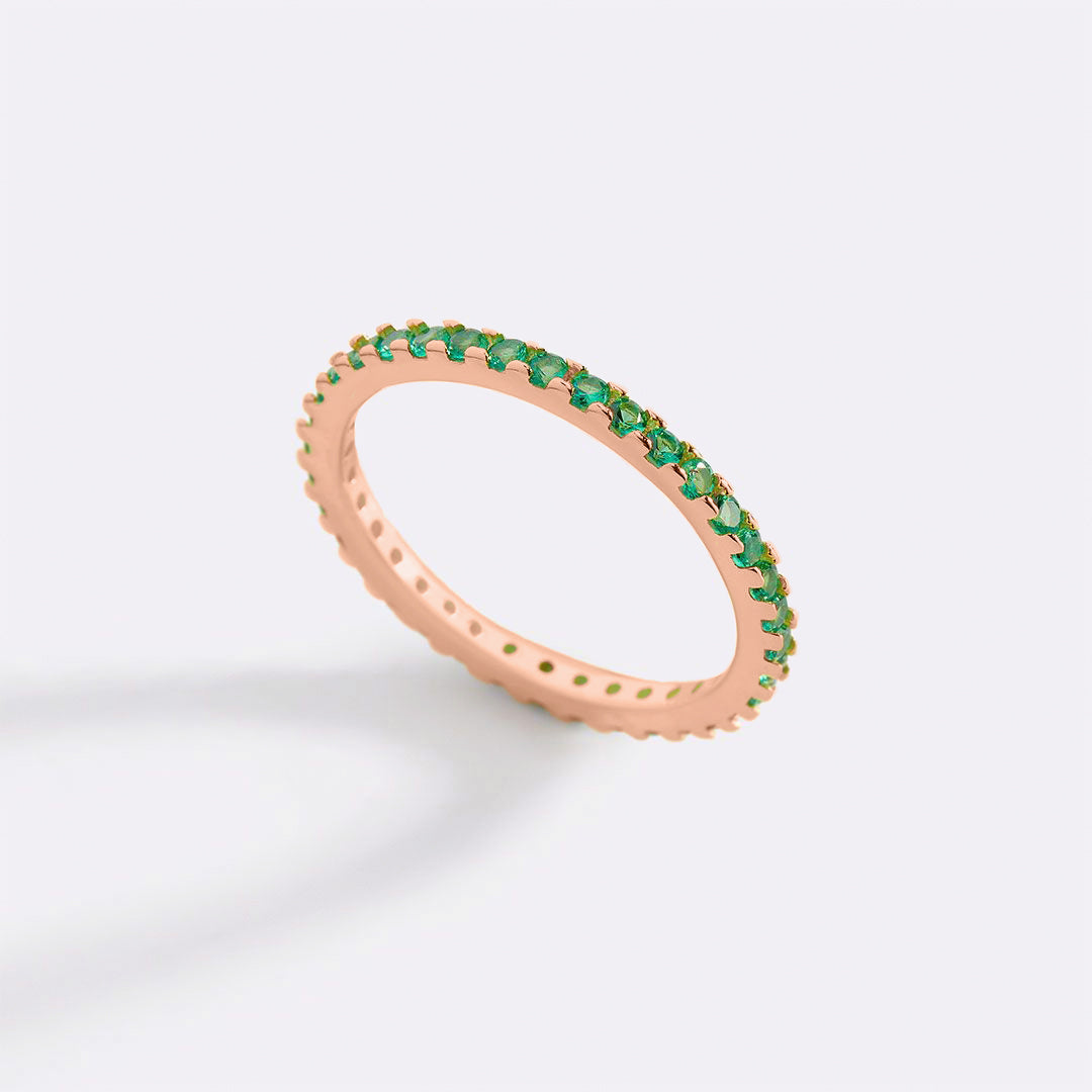 May Birthstone Eternity Stacking Ring in 18-k-rose-gold-over-sterling-silver by Seeyoura
