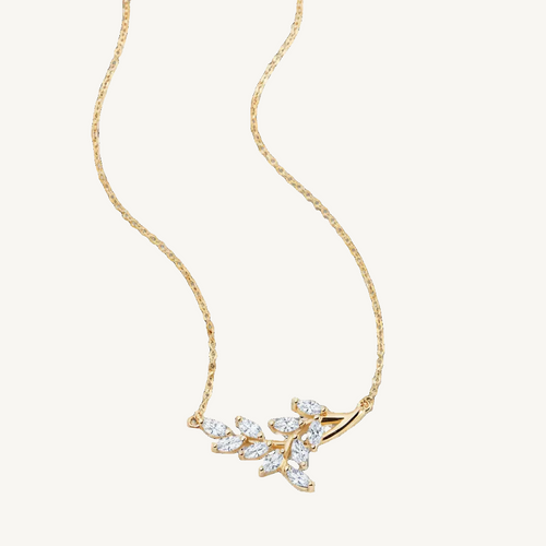 Birthstone Leaf Pendant Necklace in diamond-april by Seeyoura