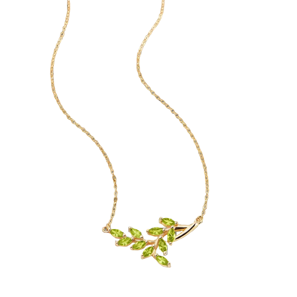 Birthstone Leaf Pendant Necklace in peridot-august by Seeyoura