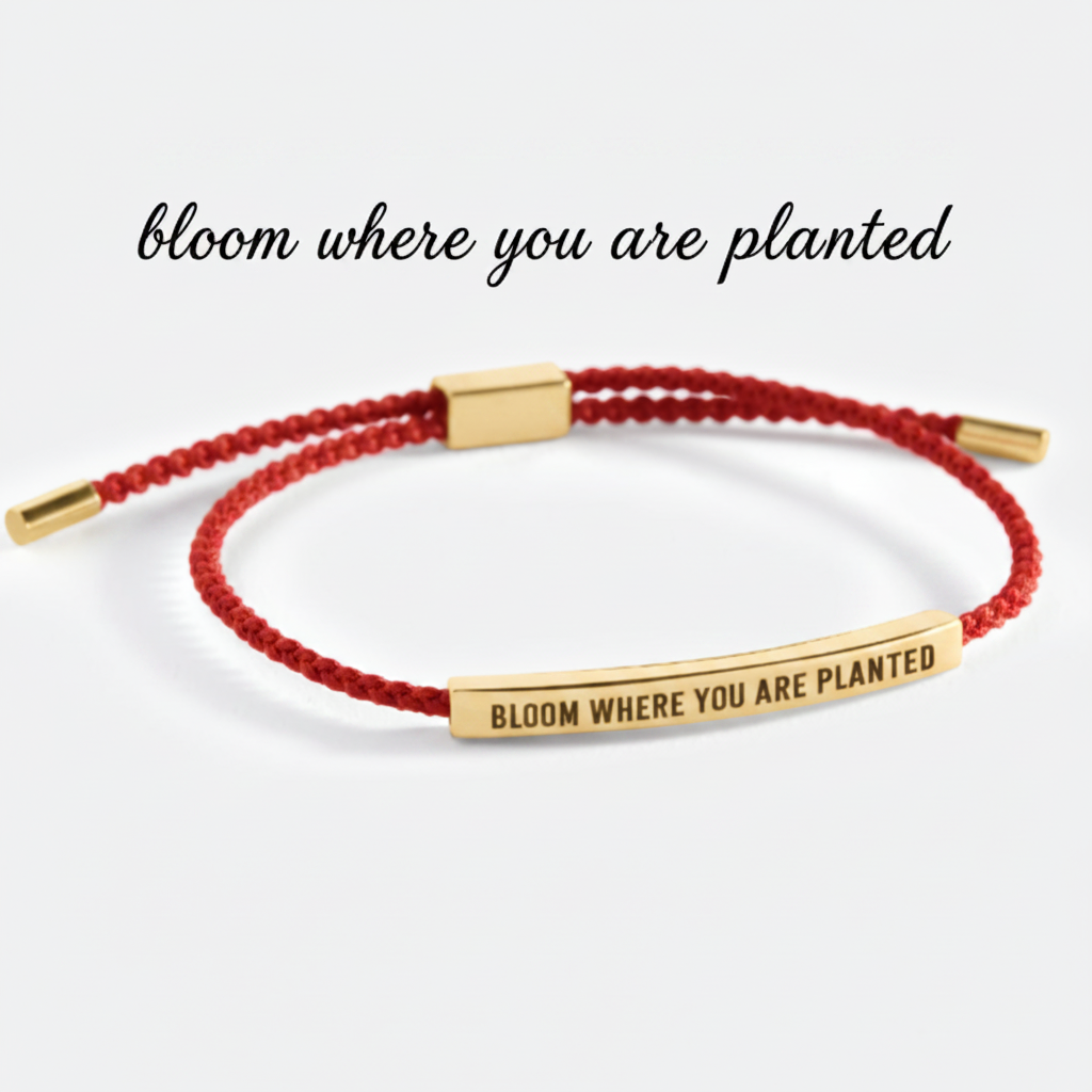 Bloom Where You Are Planted Inspire Bracelet in Lucky Red, gold by Seeyoura