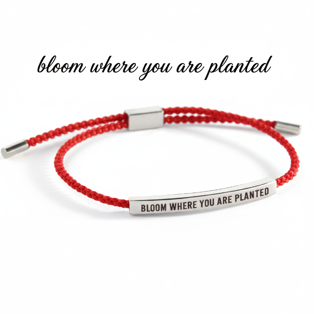 Bloom Where You Are Planted Inspire Bracelet in Lucky Red, silver by Seeyoura