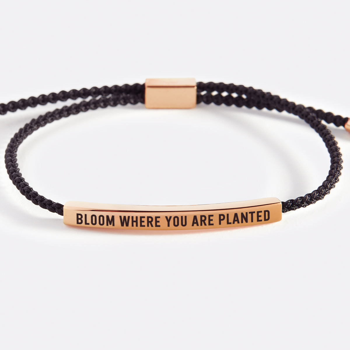 Bloom Where You Are Planted Inspire Bracelet in Midnight Black, 18-k-rose-gold-plated by Seeyoura