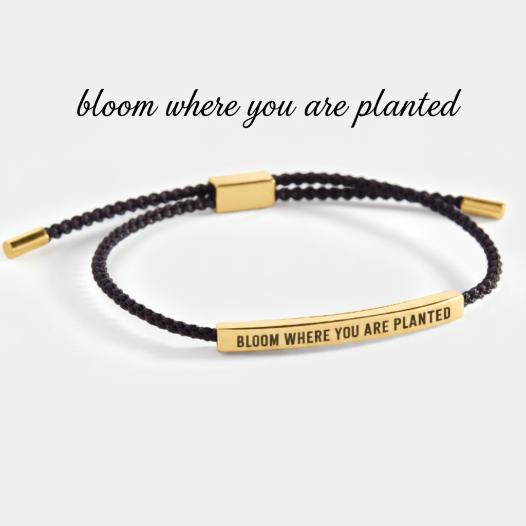 Bloom Where You Are Planted Inspire Bracelet in Midnight Black, gold by Seeyoura