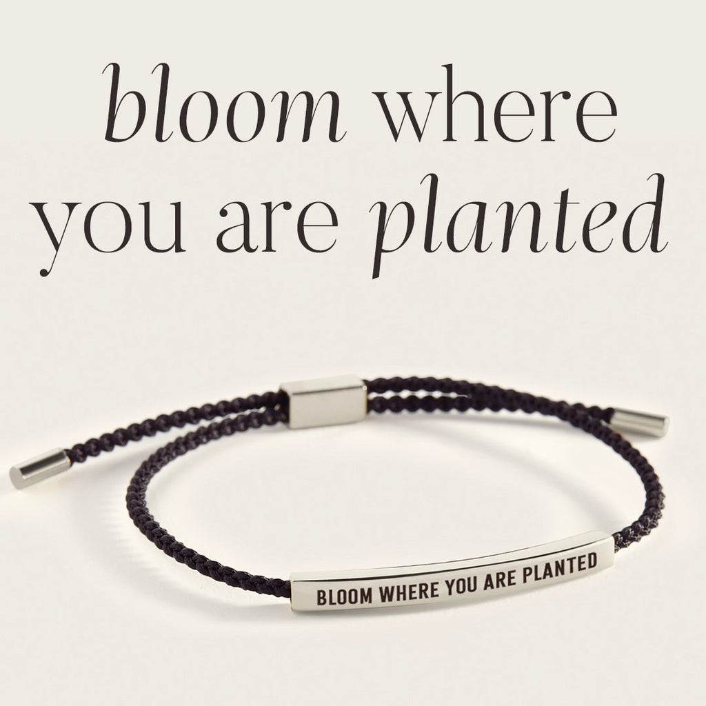 Bloom Where You Are Planted Inspire Bracelet in Midnight Black, silver by Seeyoura