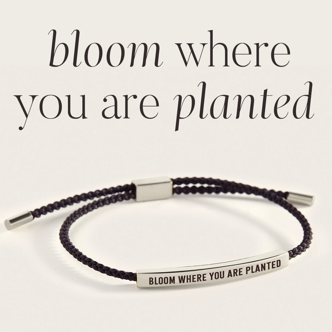 Bloom Where You Are Planted Inspire Bracelet in Midnight Black, silver by Seeyoura