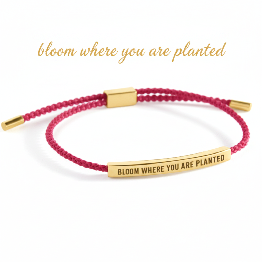 Bloom Where You Are Planted Inspire Bracelet in Pink, gold by Seeyoura