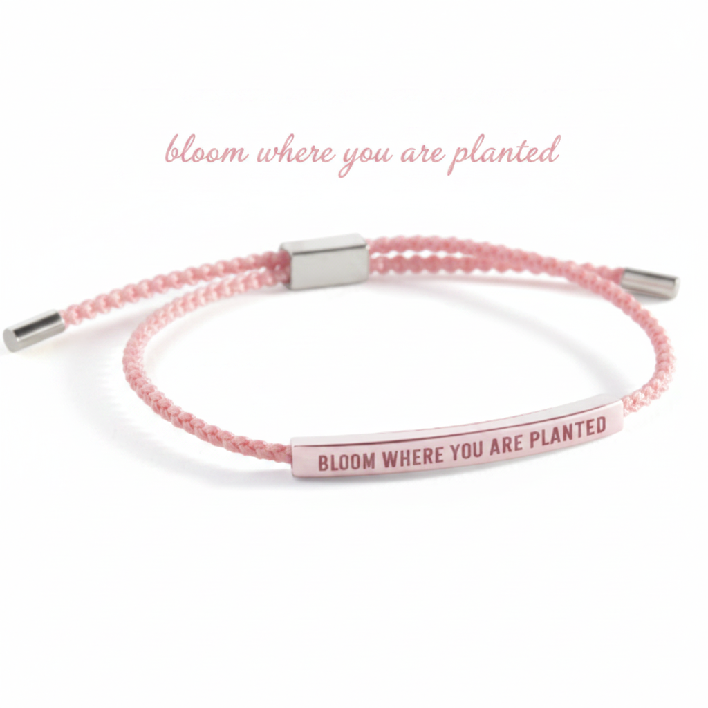 Bloom Where You Are Planted Inspire Bracelet in Pink, silver by Seeyoura