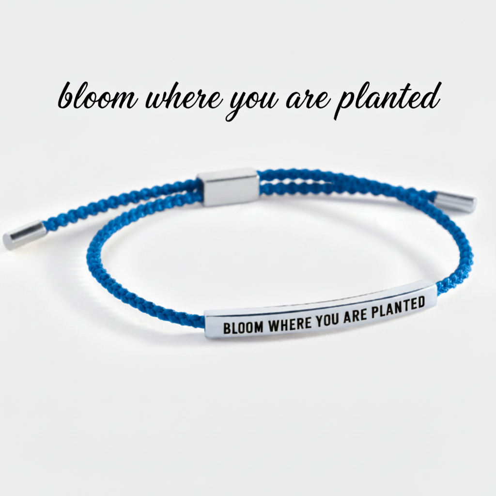 Bloom Where You Are Planted Inspire Bracelet in Royal Blue, silver by Seeyoura