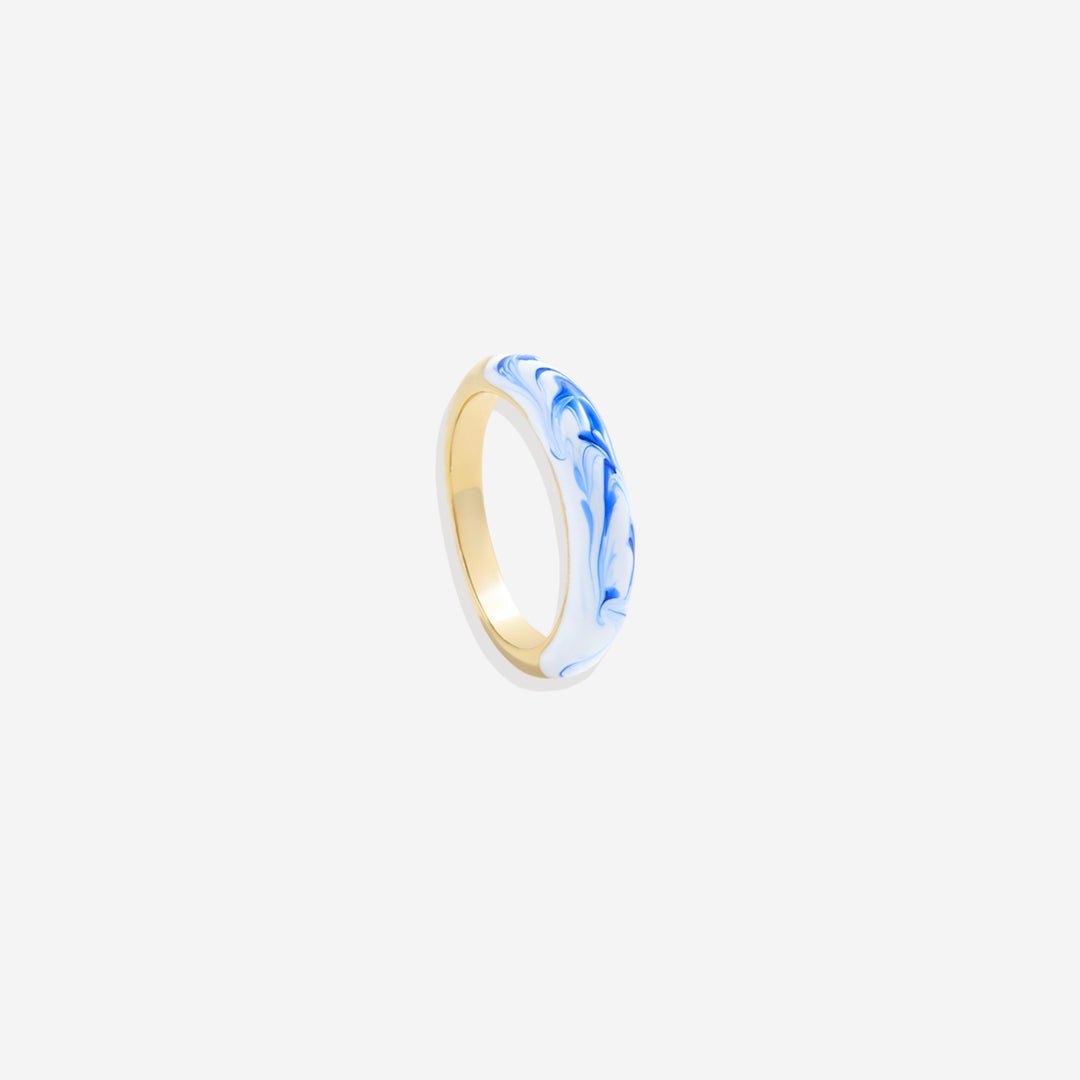 Blue Porcelain Dome Ring by Seeyoura