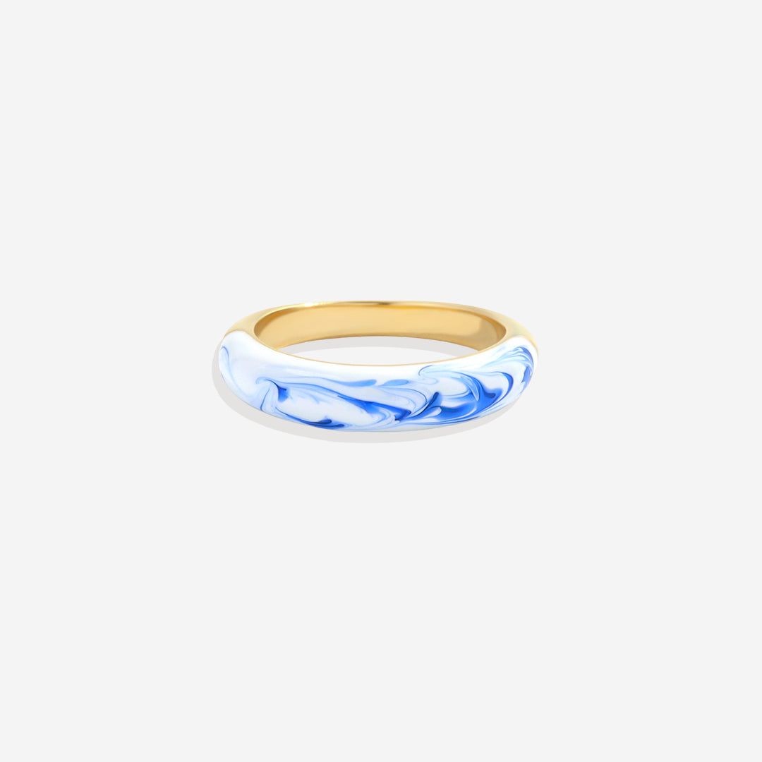 Blue Porcelain Dome Ring by Seeyoura