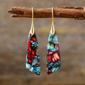 Bohemian Multicolour Jasper Drop Earrings — Gold in color-gold by Seeyoura