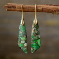 Bohemian Green Stone Drop Earrings — Gold in Green Gold, 1 pair by Seeyoura
