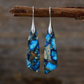 Bohemian Light Blue Stone Drop Earrings — Silver in Light Blue Silver by Seeyoura