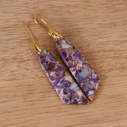 Bohemian Purple Stone Drop Earrings — Gold in Purple Gold by Seeyoura