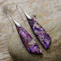 Bohemian Purple Stone Drop Earrings — Silver in Purple silver, 1 pair by Seeyoura