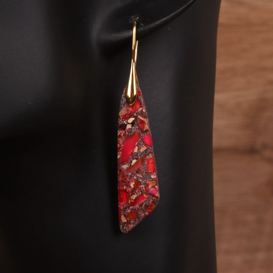 Bohemian Red Stone Drop Earrings — Gold in Red Gold by Seeyoura
