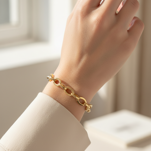 Bold Cable Link Charm Bracelet by Seeyoura