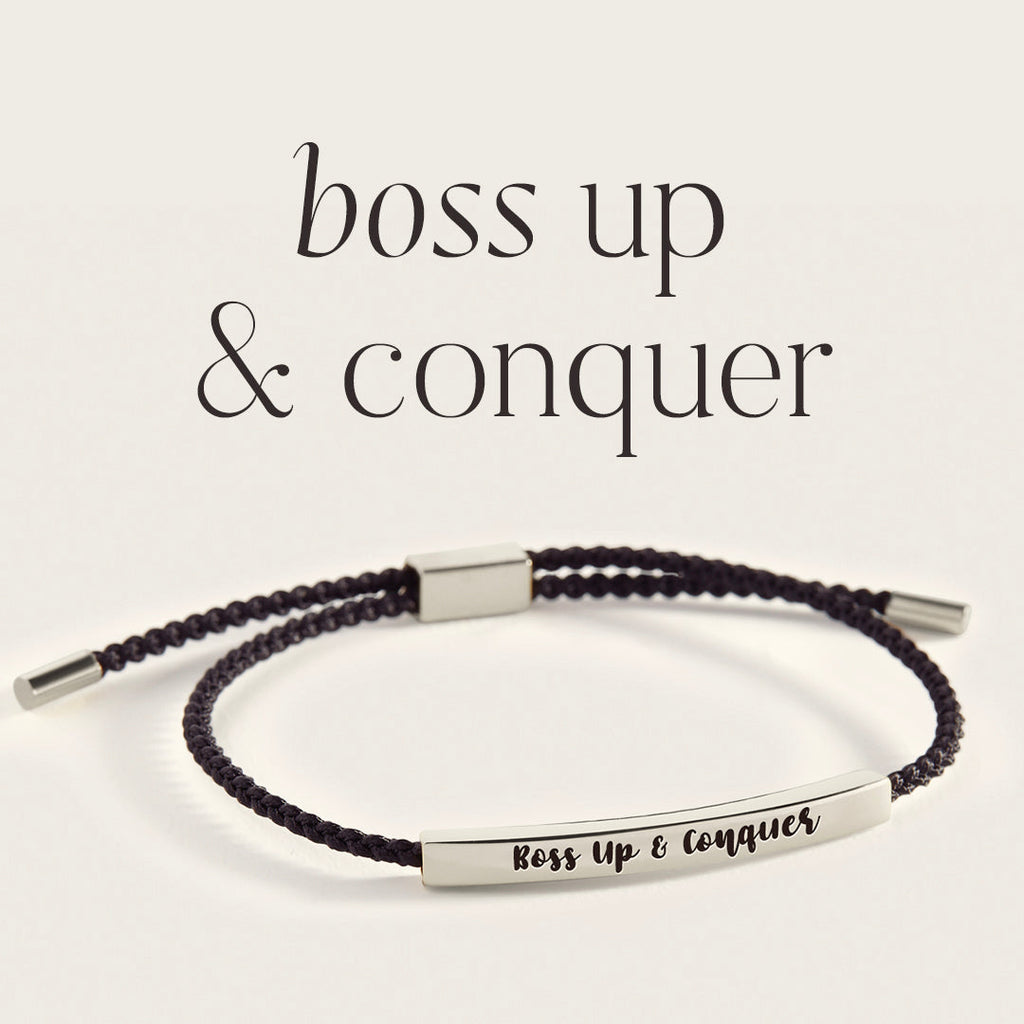 Boss Up & Conquer Inspire Bracelet in Midnight Black, silver by Seeyoura