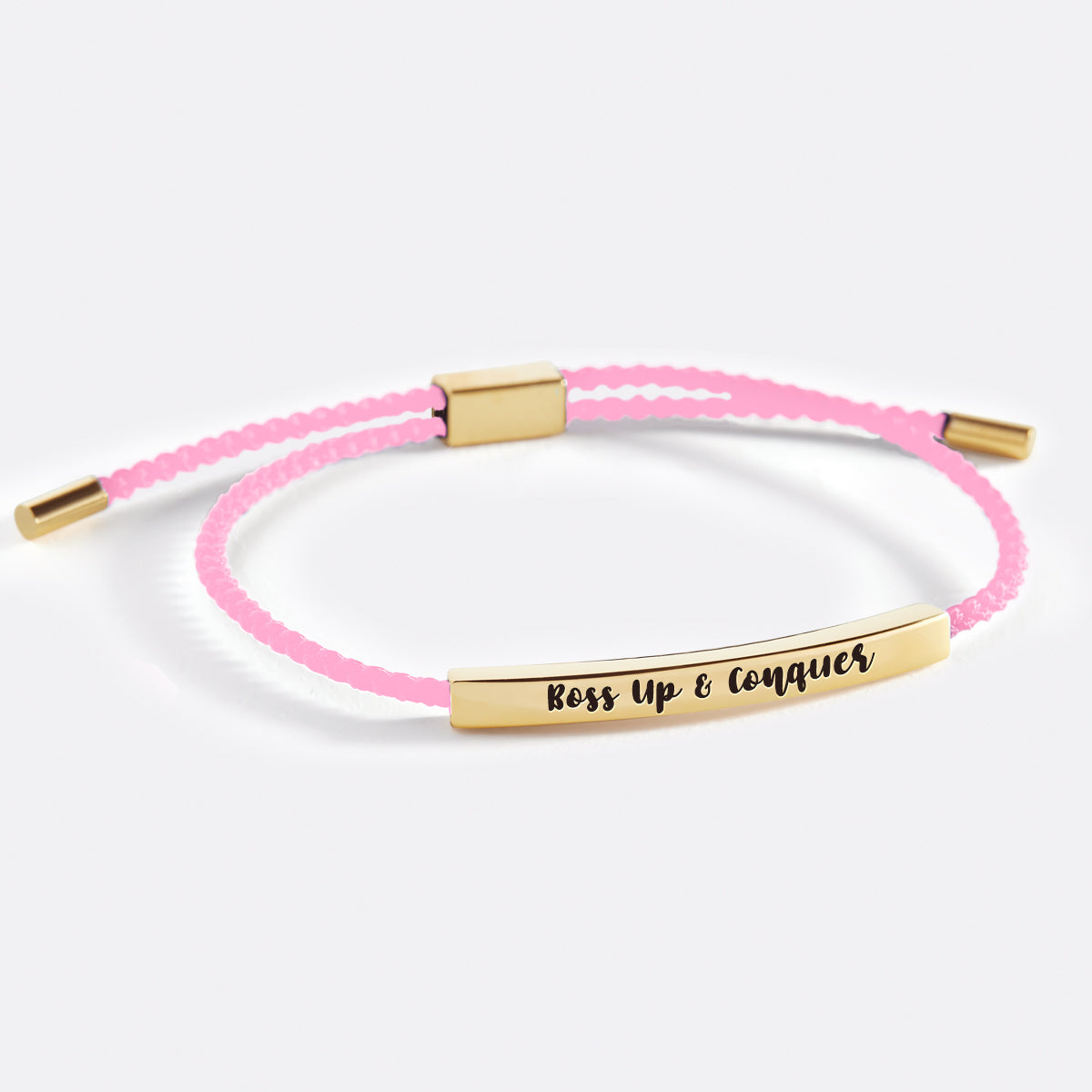 Boss Up & Conquer Inspire Bracelet in Pink, gold by Seeyoura