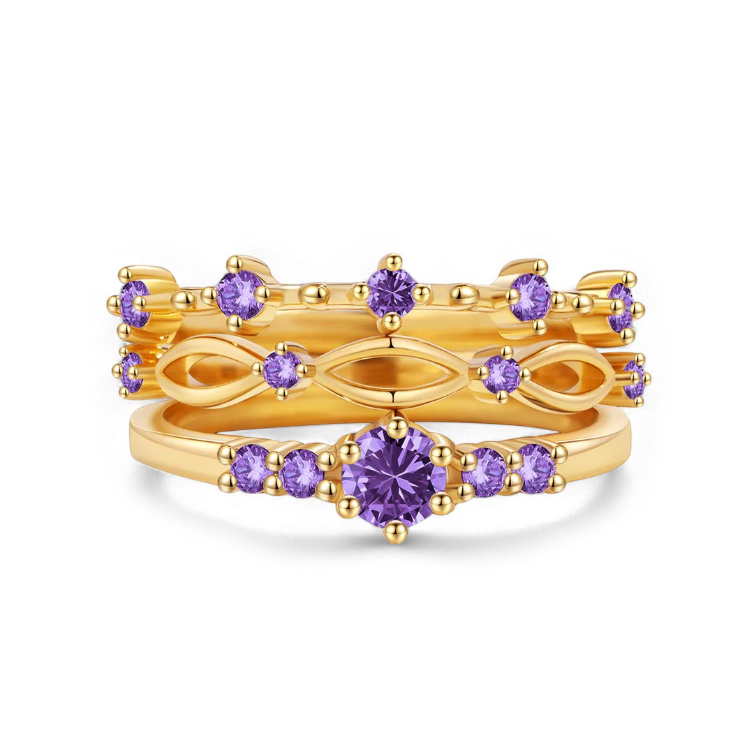 Braided Birthstone Stacking Ring Set in alexandrite-june by Seeyoura