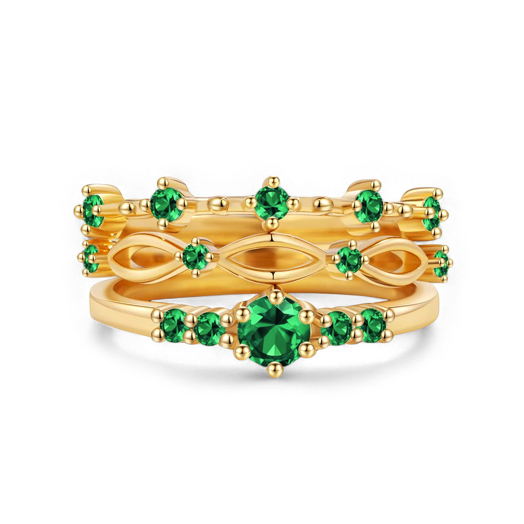 Braided Birthstone Stacking Ring Set in emerald-may by Seeyoura
